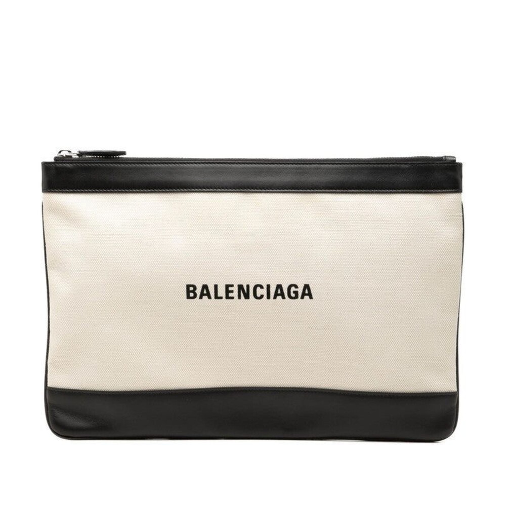 Balenciaga Navy Clip M Clutch Bag Second Bag Beige